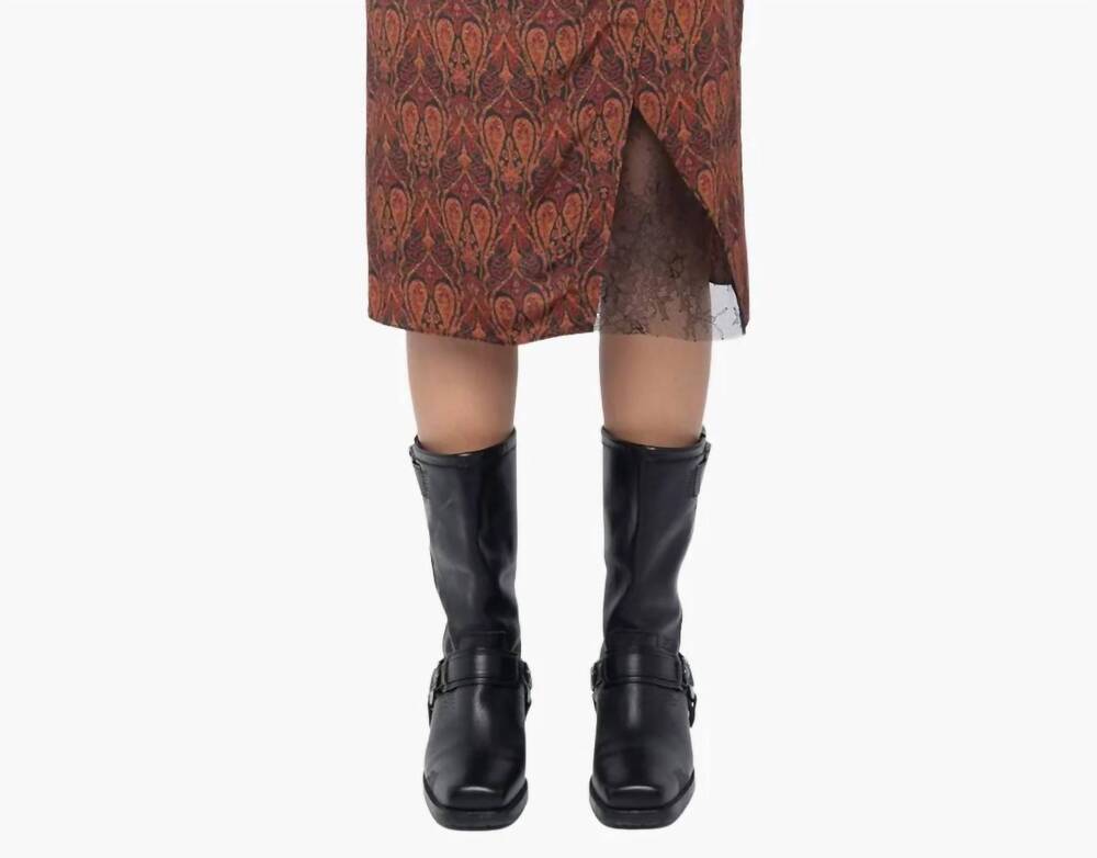 NEW ZADIG & VOLTAIRE julen midi skirt in black/brown